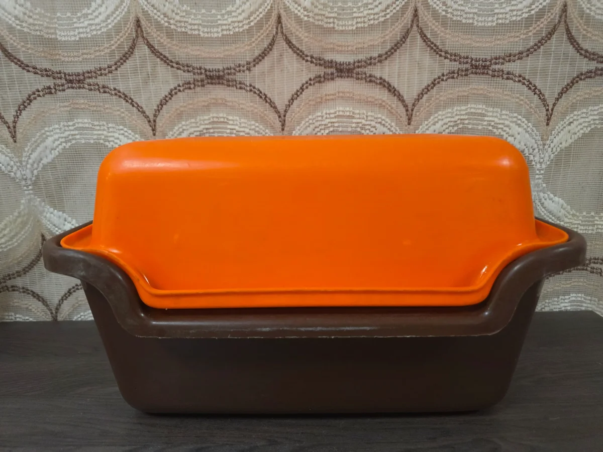 Vintage Curver aardappelbak bruin oranje
