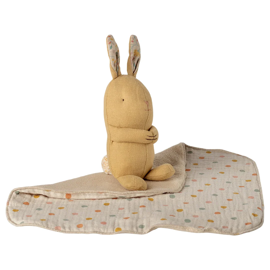 maileg knuffeldoek konijn lullaby friends - cream yellow - 17 cm - Afbeelding 4
